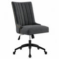 Bürostuhl höhenverstellbar drehbar mit Rollen 56 x 62 x 98-108 cm Polyestergewebe dunkelgrau schwarz messingfarben silberfarben