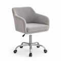 Bürostuhl Drehstuhl höhenverstellbar mit Armlehnen und Rollen 58 x 60 x 80-92 cm Polyester Cordstoff Stahl Schalenform hellgrau silberfarben schwarz