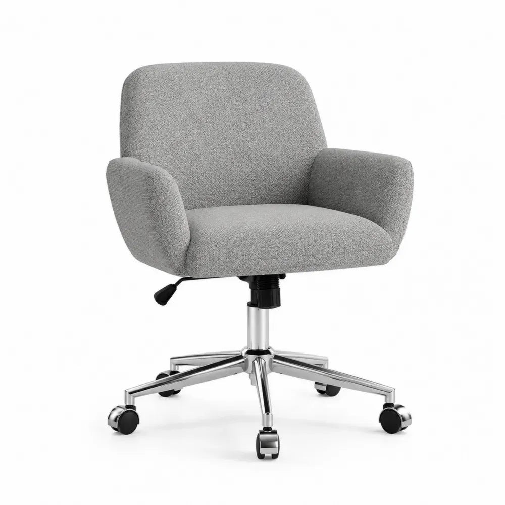 Bürostuhl Drehstuhl Schalenform mit Armlehnen und Rollen Polyestergewebe Stahl Grau Silberfarben Schwarz 60 x 60 x 82-92 cm