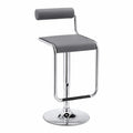 Barhocker höhenverstellbar drehbar mit Rückenrolle PU-Kunstleder verchromter Stahl rund Grau Silber Schwarz 44 x 48 x 84 bis 105 cm