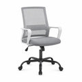 Bürostuhl höhenverstellbar drehbar mit Armlehnen Netzrücken Polyesterpolsterung Grau Weiß Schwarz 58 x 60 x 90-100 cm
