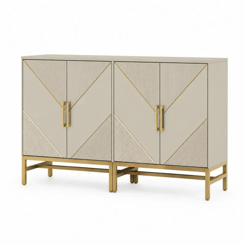 Sideboard mit 4 Türen 160 x 40 x 80 cm MDF Stahl rechteckig beige goldfarben