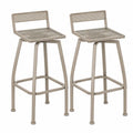 Barhocker 2er Set mit Rückenlehne perforierter Stahlsitz Stahlgestell Taupe 45 x 48 x 103 cm
