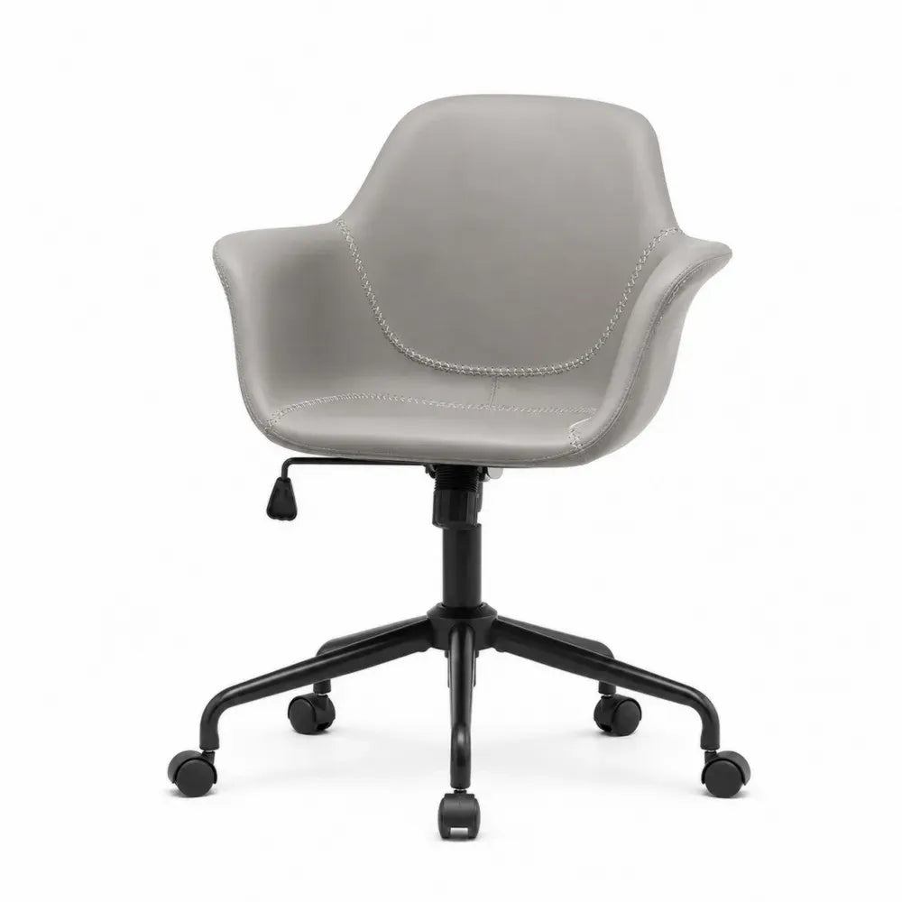 Bürostuhl Drehstuhl höhenverstellbar mit Armlehnen 58 x 58 x 78-90 cm PU Kunstleder Stahlgestell Schalenform grau schwarz hellgrau