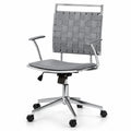 Bürostuhl Drehstuhl höhenverstellbar mit Armlehnen 58 x 60 x 82-94 cm PU Kunstleder verchromter Stahl Gurtgeflecht grau silberfarben schwarz