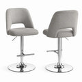 Barhocker 2er Set mit Rückenlehne höhenverstellbar 47 x 50 x 86 bis 106 cm Polyestergewebe verchromter Stahl grau silber