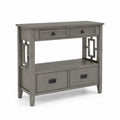 Sideboard Konsolentisch mit 4 Schubladen 110 x 35 x 85 cm MDF Tannenholz rechteckig grau schwarz