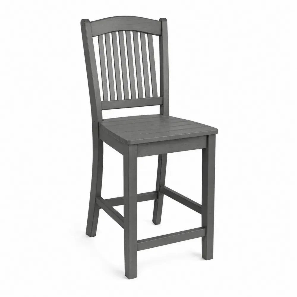 Barhocker mit Rückenlehne aus lackiertem Kautschukholz quadratischer Sitz Grau 44 x 48 x 116 cm